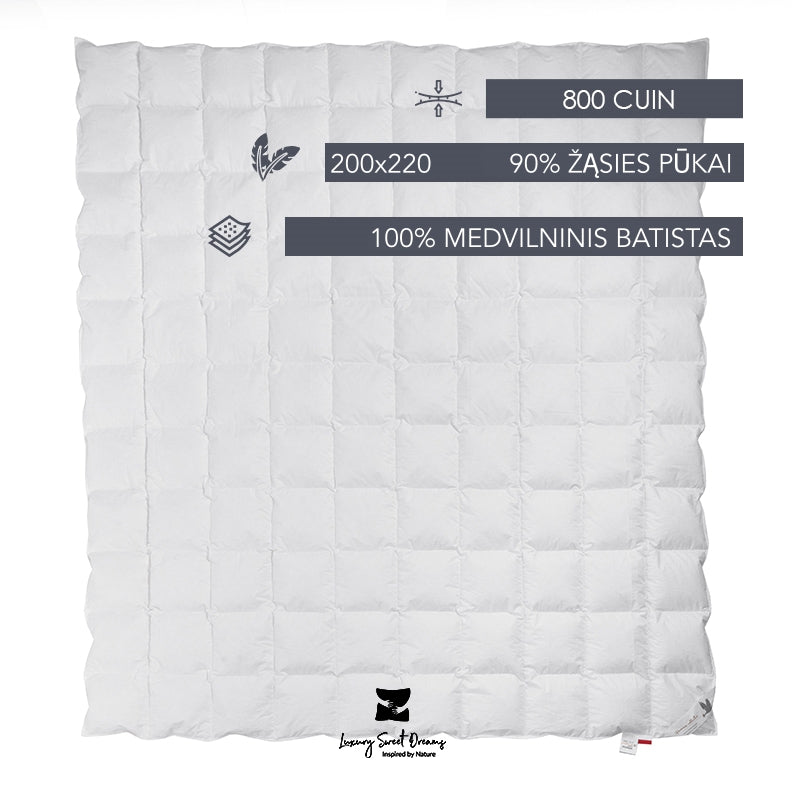 PREMIUM antklodė, žąsų pūkai 800 (DAUGIASEZONINĖ)