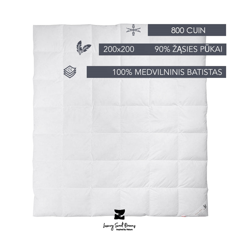PREMIUM antklodė, žąsų pūkai 800 (DAUGIASEZONINĖ)