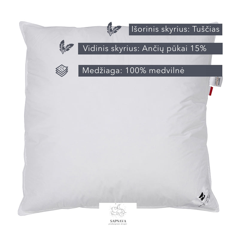 DREAM kolekcijos pagalvė su 15% ančių pūkų užpildu